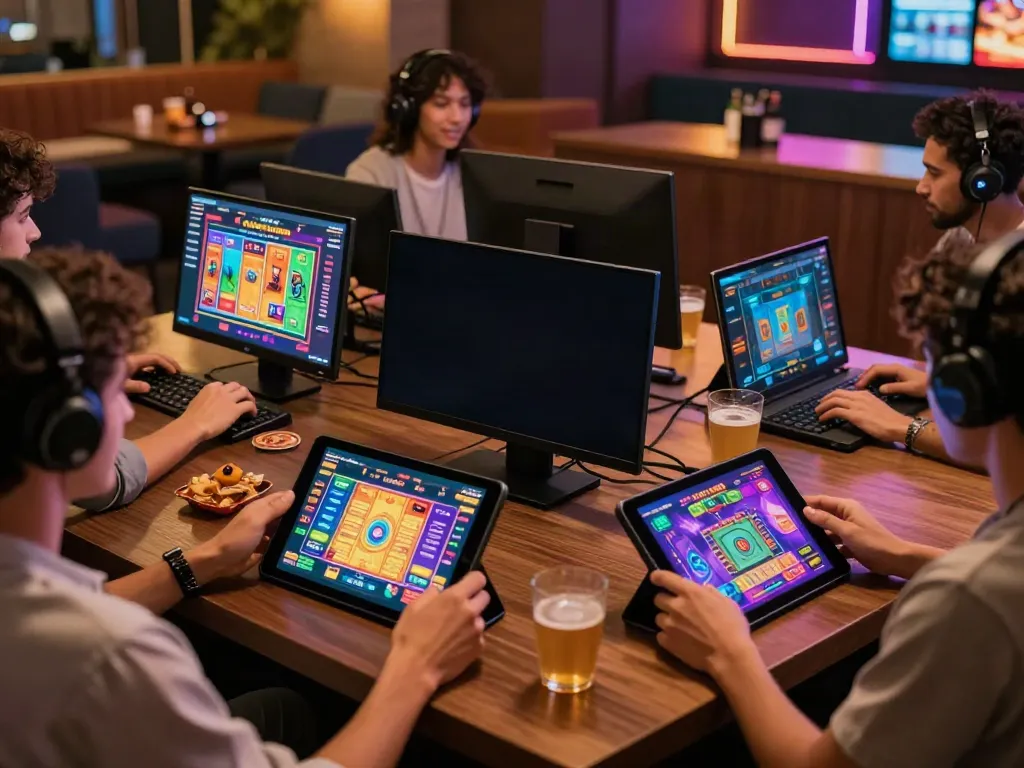 Group playing at an online casino showcasing Link vào Nbet interface.