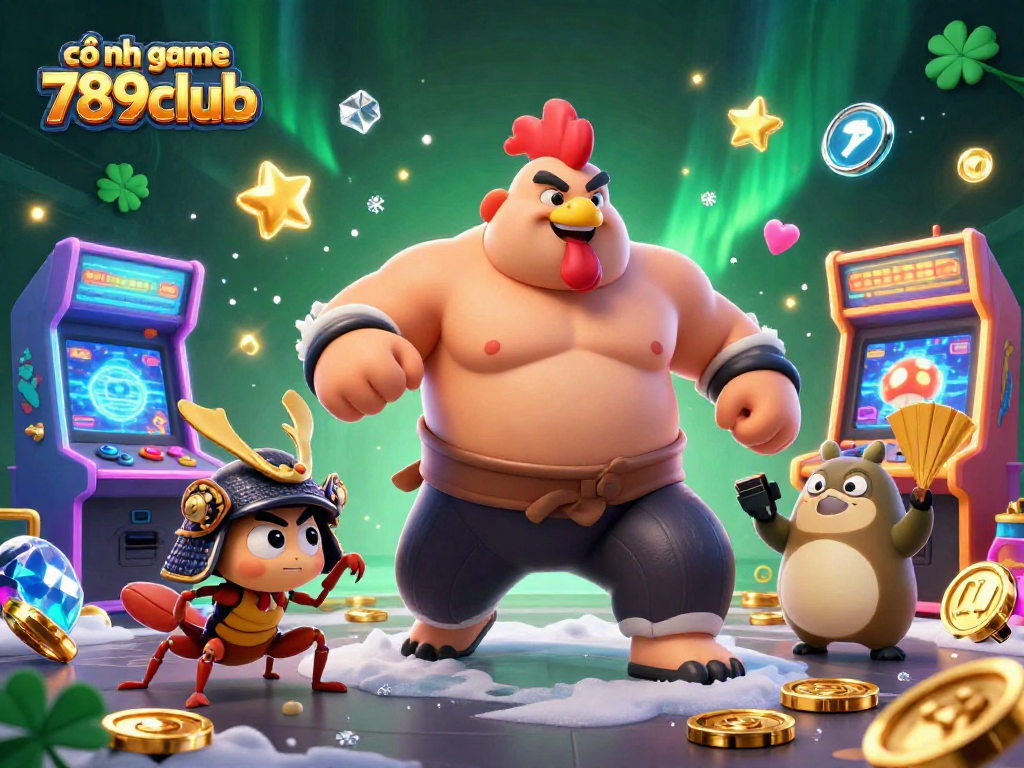 Engage with the exciting cổng game 789club as colorful arcade games meet vibrant summoning characters in this captivating illustration.