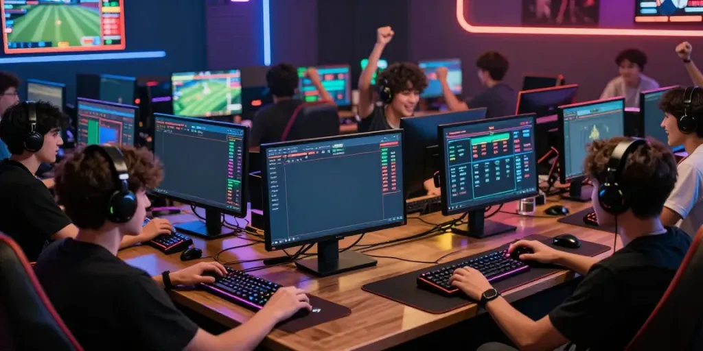 Dynamic sports betting action at ZBET showcasing players' excitement and interactive interfaces.