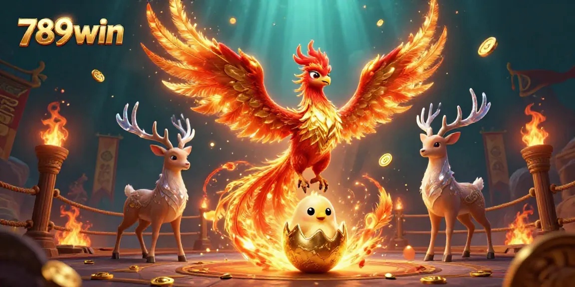 Experience the thrill of 789win with a vibrant phoenix scene in a casino setting.