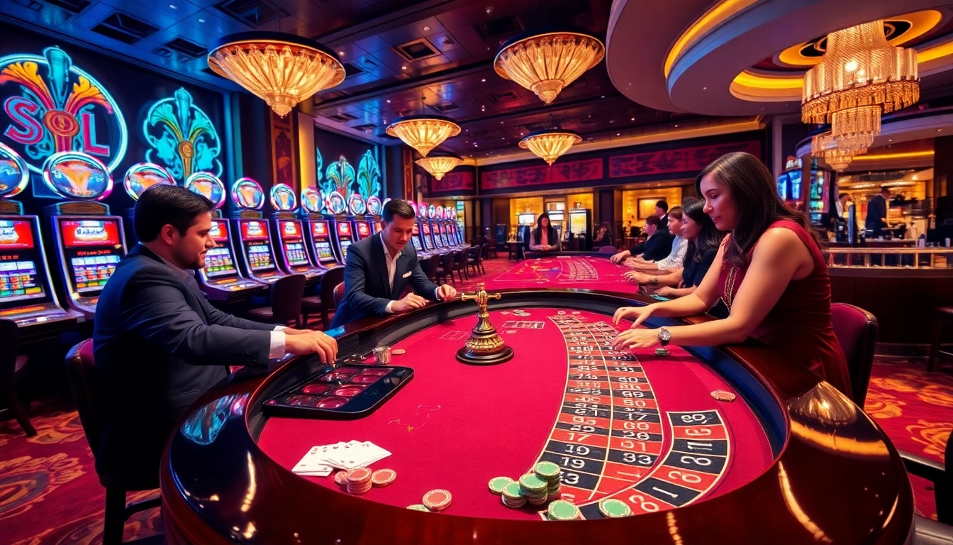 Nohu-themed casino table with roulette, vibrant colors, professional dealers, and high-stakes excitement.
