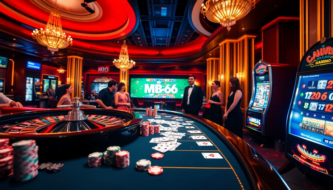 Experience thrilling gameplay at https://mb66.ski/ with poker, roulette, and slot machines in a luxurious casino setting.
