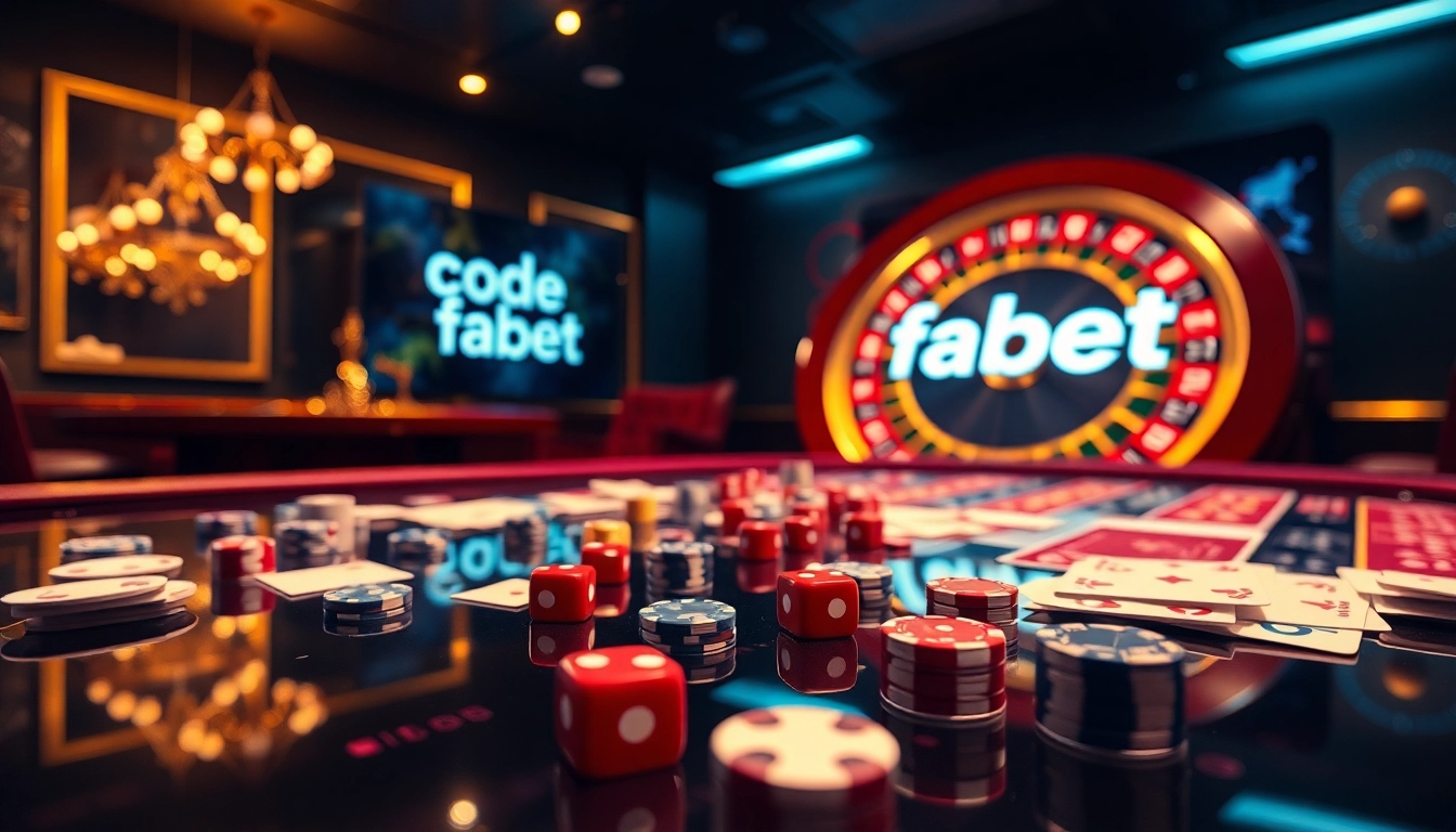 Experience exhilarating gameplay with code fabet at a luxurious online casino table filled with vibrant cards and chips.