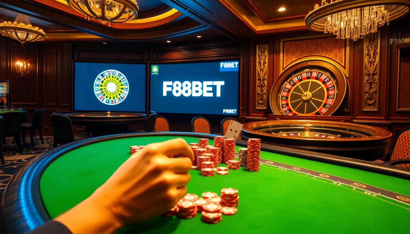 Engaging high-stakes poker scene showcasing F8BET, excitement, and strategic gaming experience.