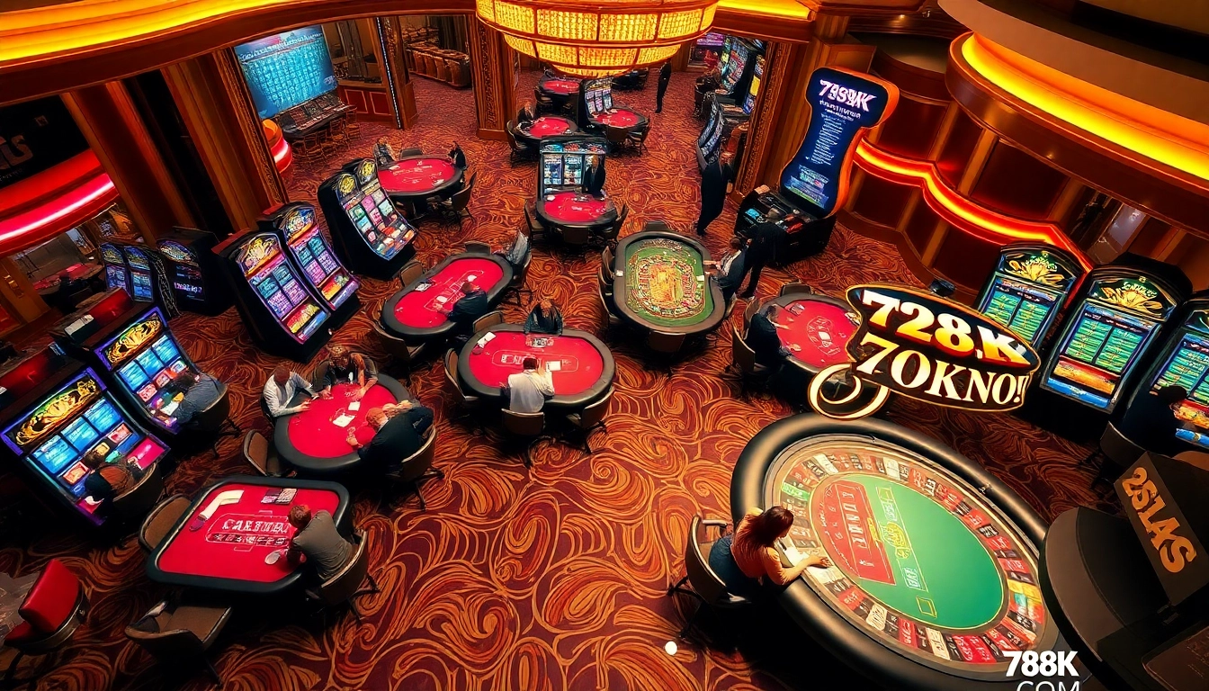 Experience thrilling gameplay at a casino, immersing in excitement with 789K COM gaming tables and vibrant slots.