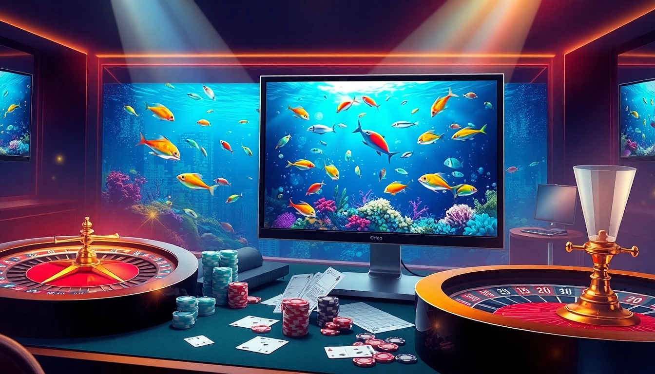 Experience the thrill of bắn cá xn88 with colorful sea creatures and casino excitement in this dynamic gaming scene.