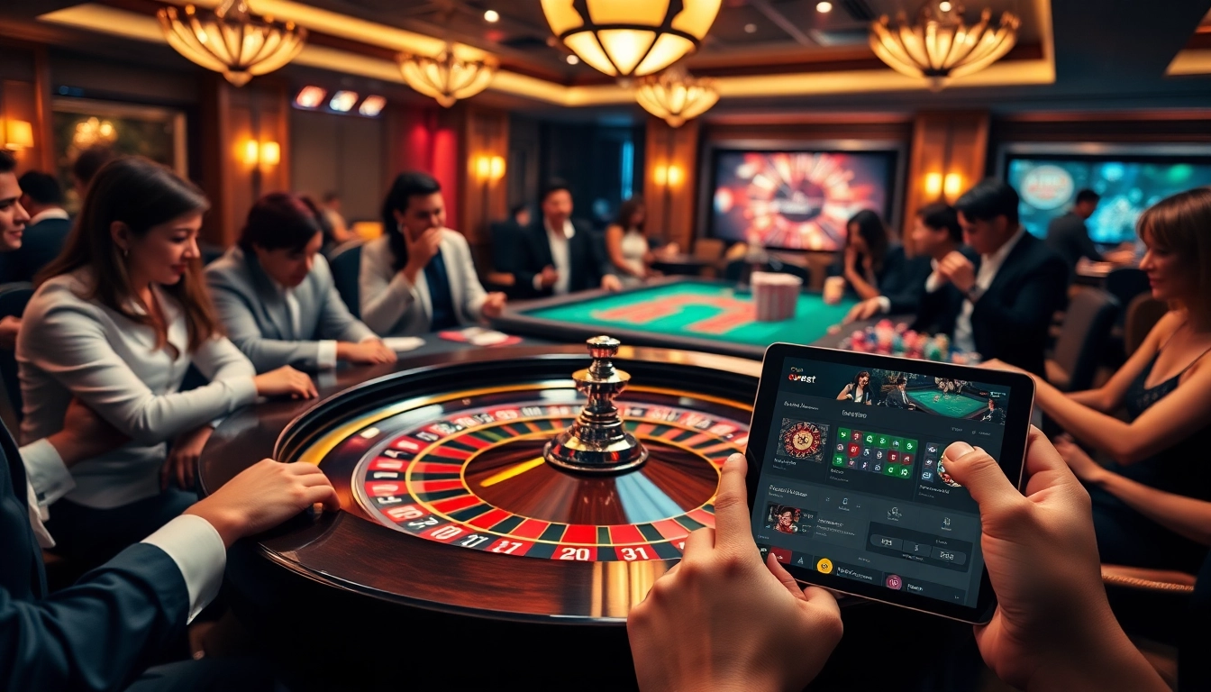 Experience thrilling bets at Trang chủ oxbet, featuring a lively casino atmosphere with poker chips and roulette.