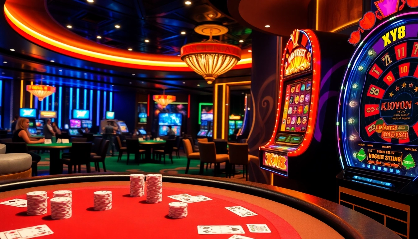 Experience the thrill of winning at XX88 with vibrant gaming tables and excited players.