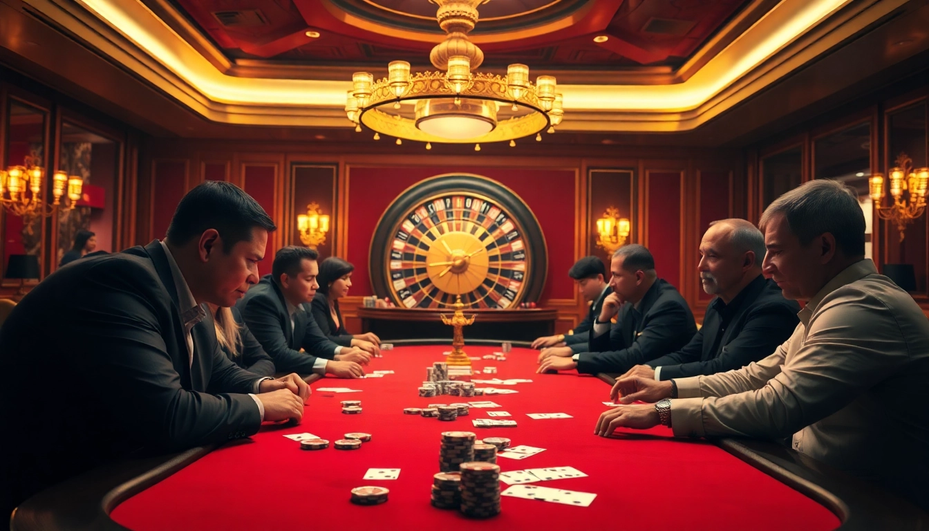 Experience the thrill of EV 88 with players engaging in high-stakes poker at a luxurious casino table.