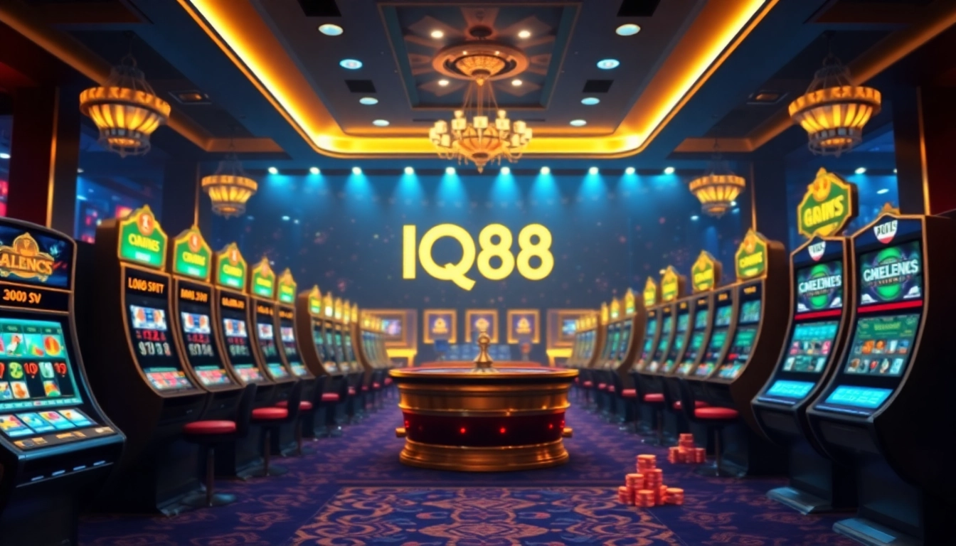 Experience thrilling gambling action at iq88 with vibrant game interfaces and luxurious casino elements.