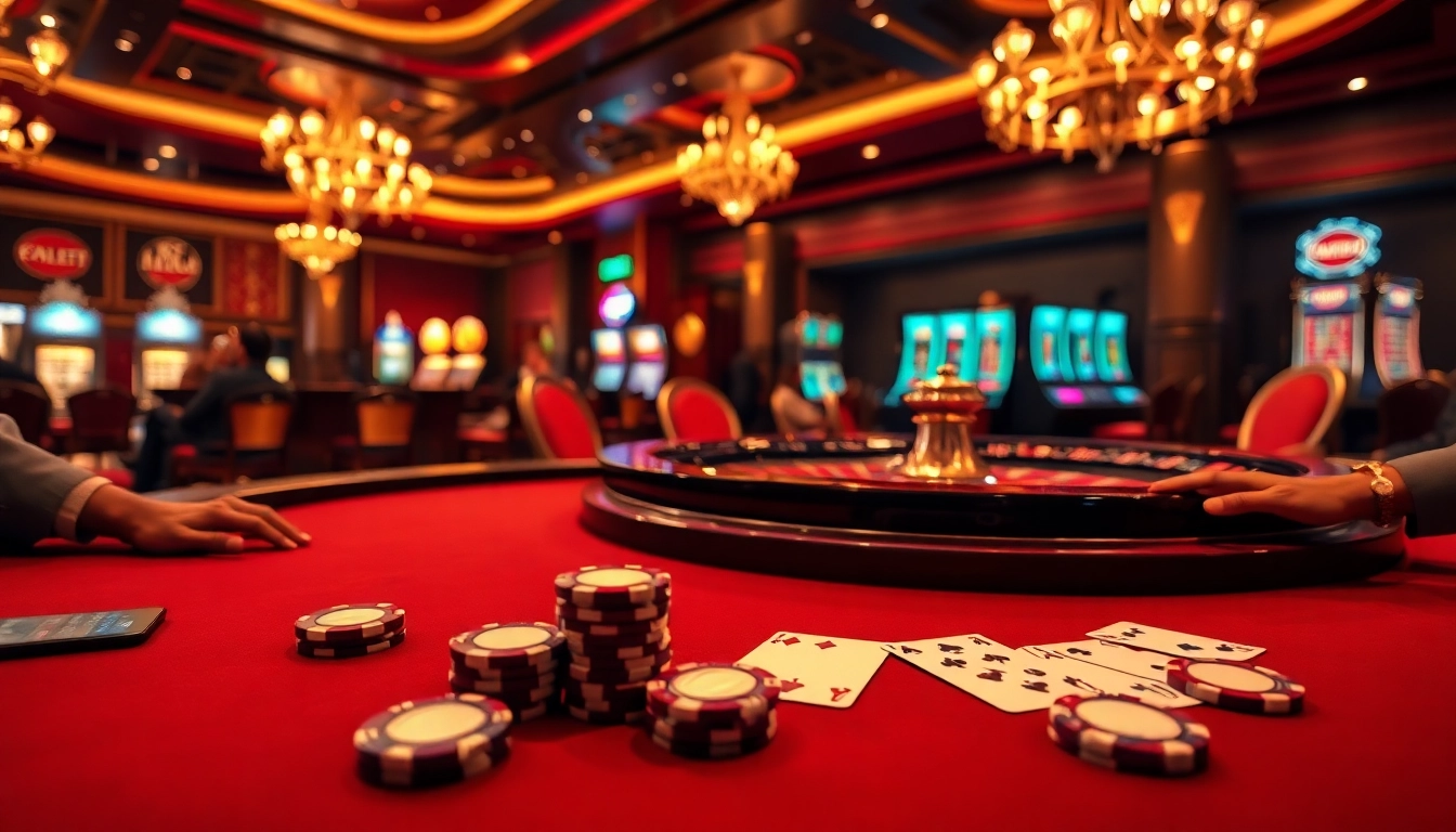 High-stakes blackjack table at a luxury casino, featuring immersive gambling action inspired by https://tapdoankjc.com/.
