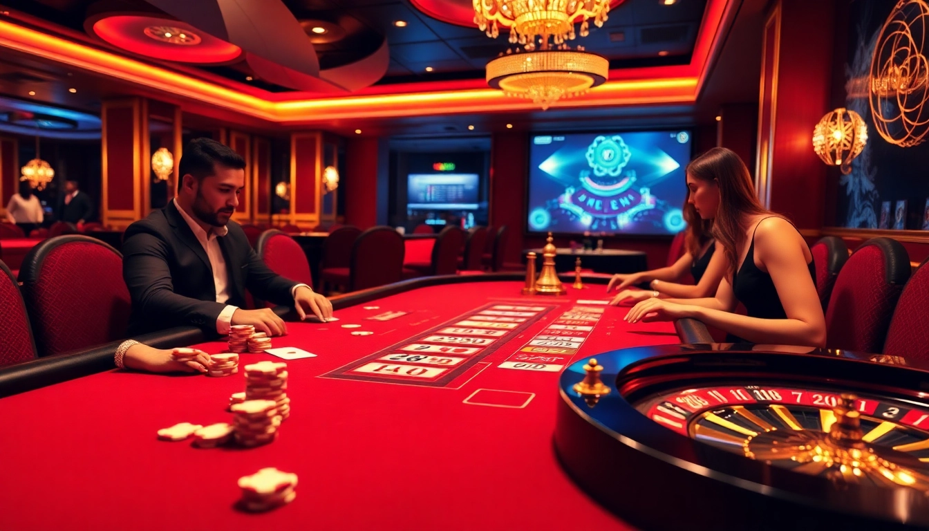 Players enjoying a thrilling game of blackjack at iq88's luxurious casino table.