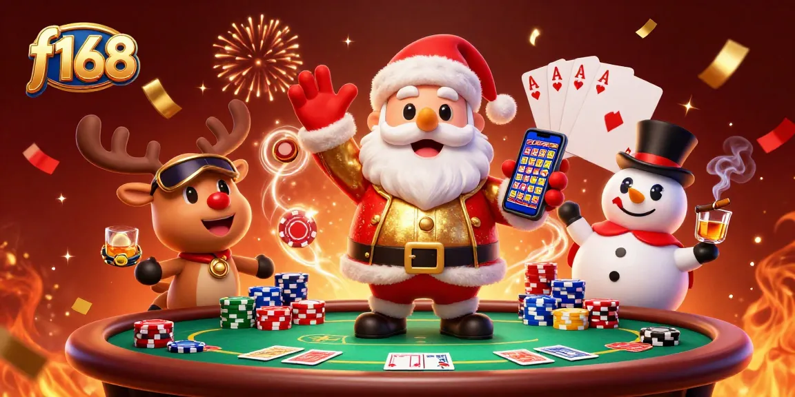 Experience the excitement of the f168 casino with Santa Claus and friends in a festive gaming atmosphere.