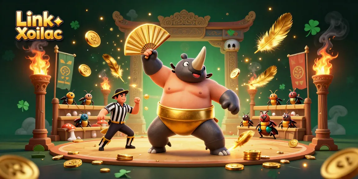 Experience thrilling action with Link Xoilac in this dynamic 3D illustration of a beetle sumo champion.