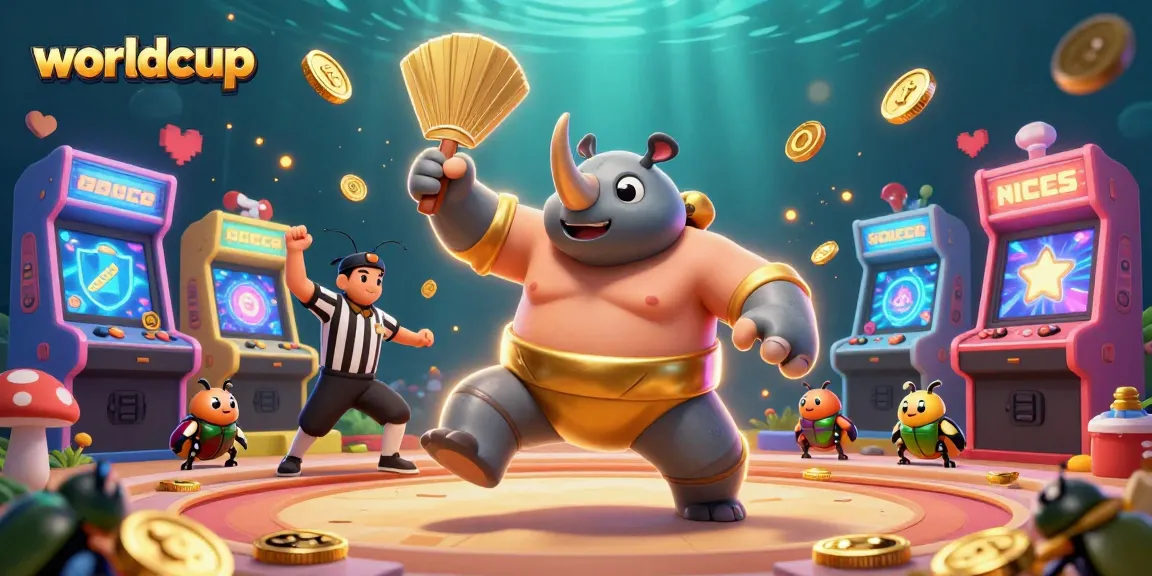 Engage with the worldcup excitement in this vibrant 3D casino scene featuring colorful gaming elements.