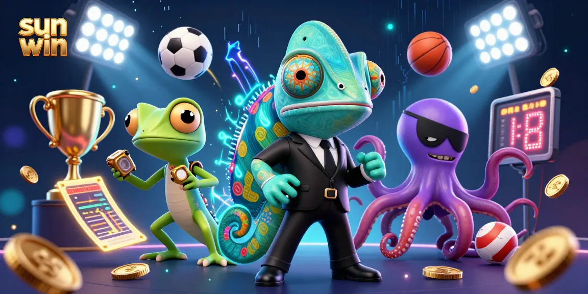 Bet on the sun win experience with a vibrant sports betting scene featuring key casino characters.