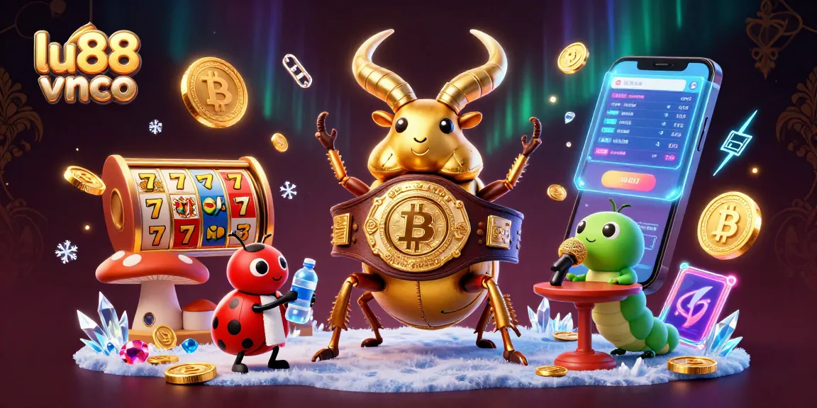 Experience the excitement of lu88 vnco slots with dynamic illustrations of jackpot symbols and crypto elements.