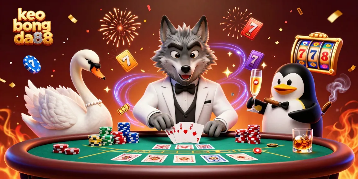 Experience exhilarating gaming with keo bong da88's vibrant 3D casino illustration, featuring dynamic characters and activities.